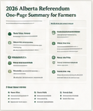 At-a-glance summary of the 2026 Alberta Referendum key facts for farmers.