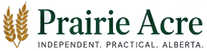 Prairie Acre logo — dark green wordmark with a gold wheat emblem and uppercase tagline.
